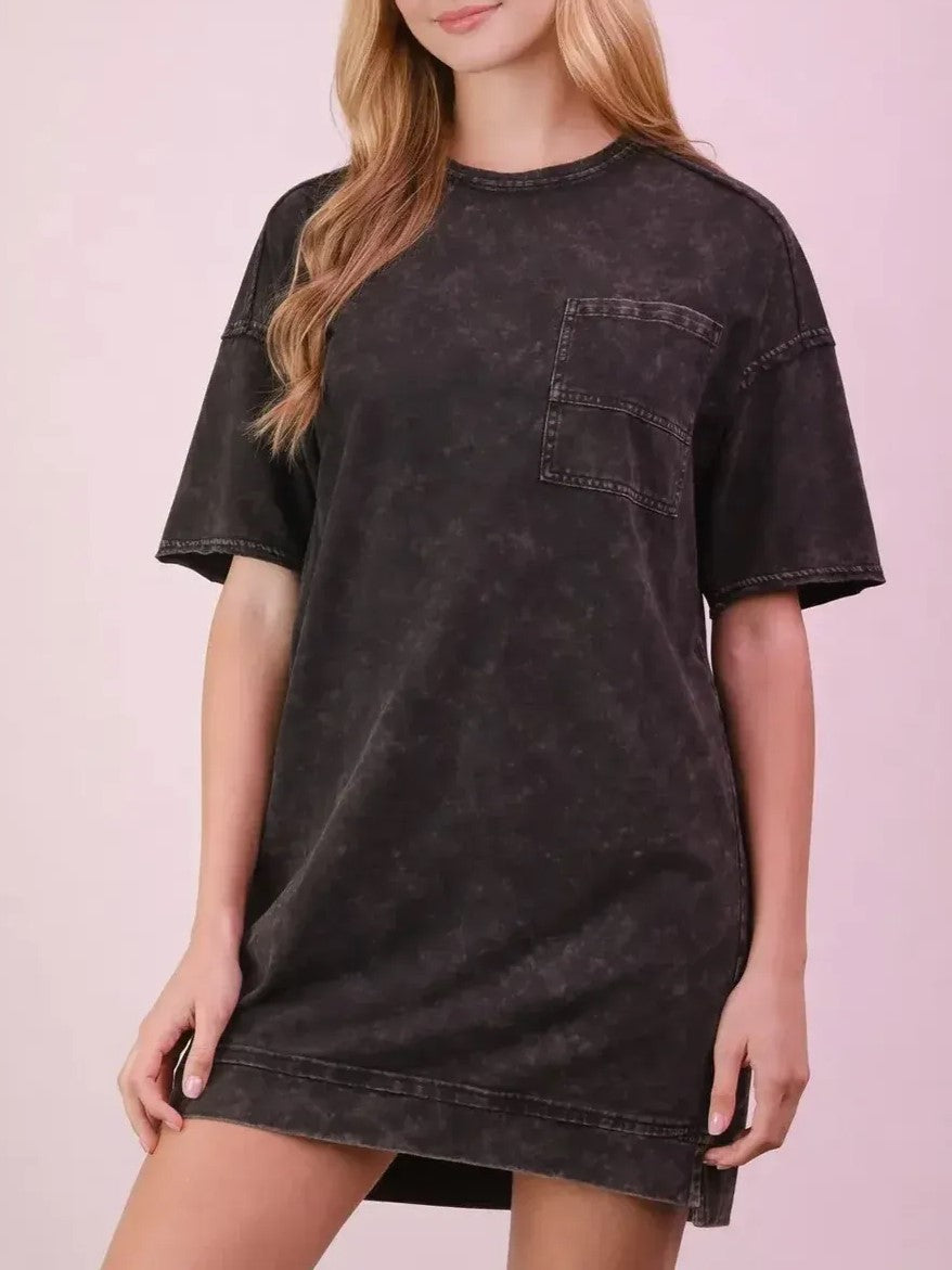 Women's Acid Wash T-shirt Dress