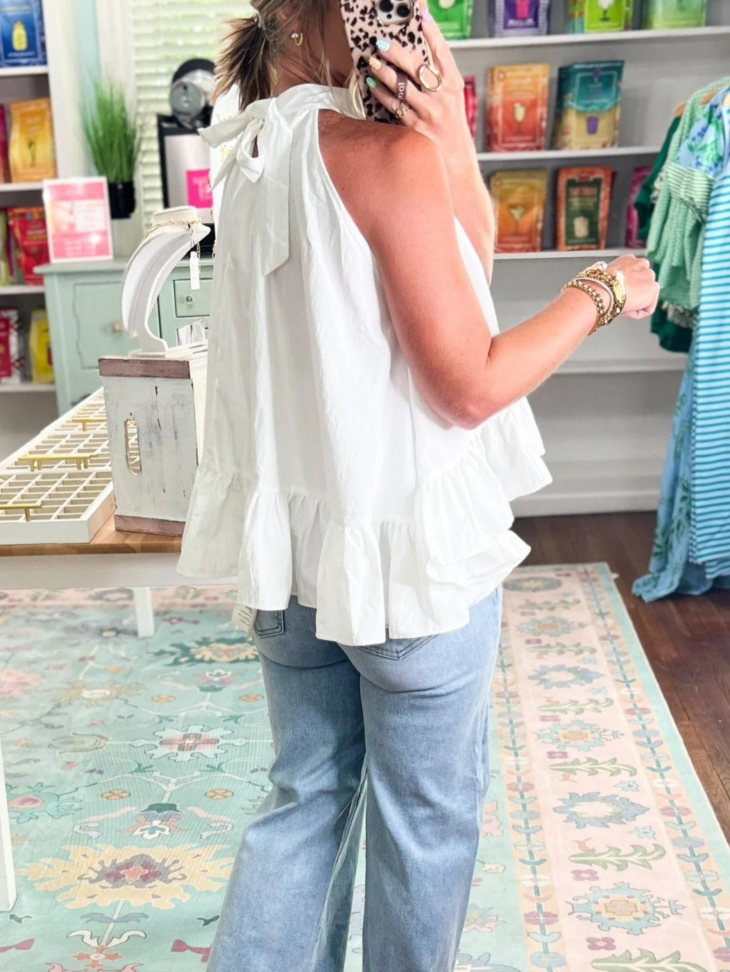 Women's Halter Ruffle Sleeveless Blouse