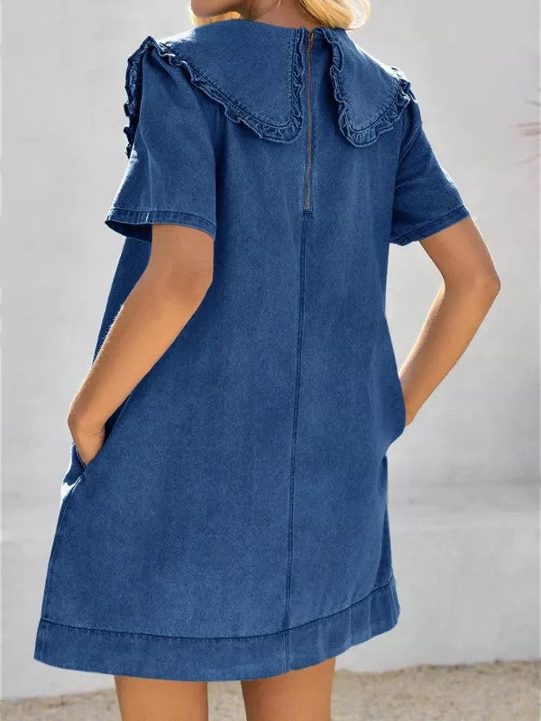 Women's Soft Denim Baby Collar Summer Dress