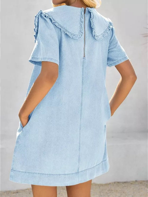 Women's Soft Denim Baby Collar Summer Dress