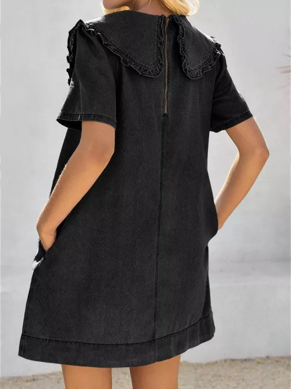 Women's Soft Denim Baby Collar Summer Dress