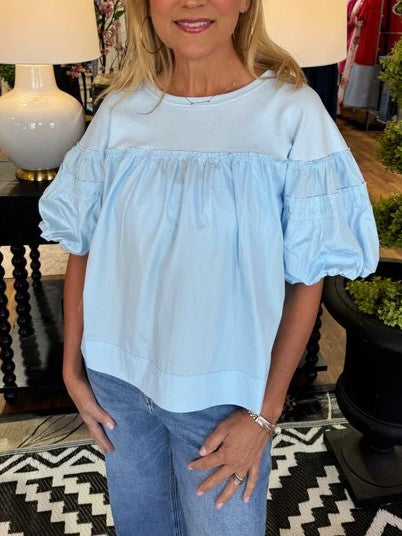 Women's Relaxed Fit Puff Sleeve Casual Top