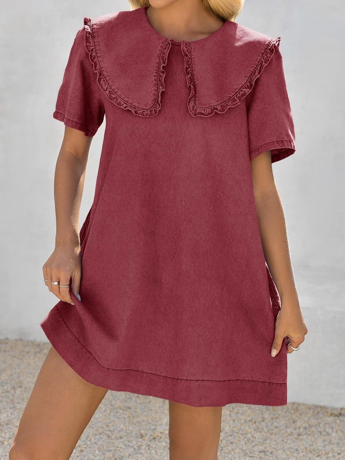 Women's Soft Denim Baby Collar Summer Dress