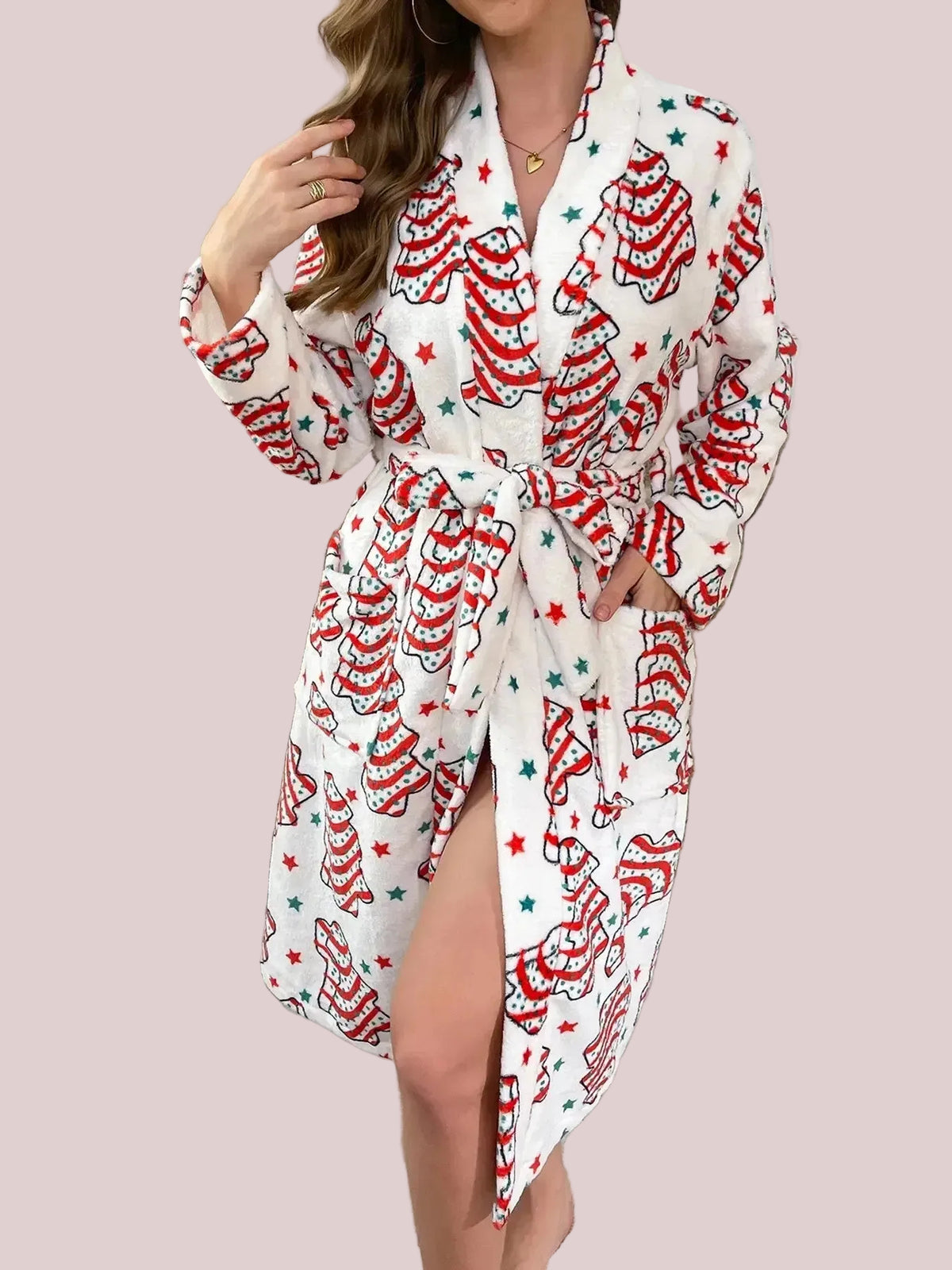 Women's Festive Christmas Print Plush Robe
