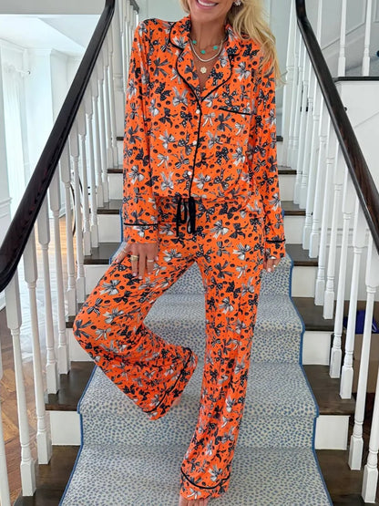 Halloween Bow Pattern Loungewear Two‑Piece Set