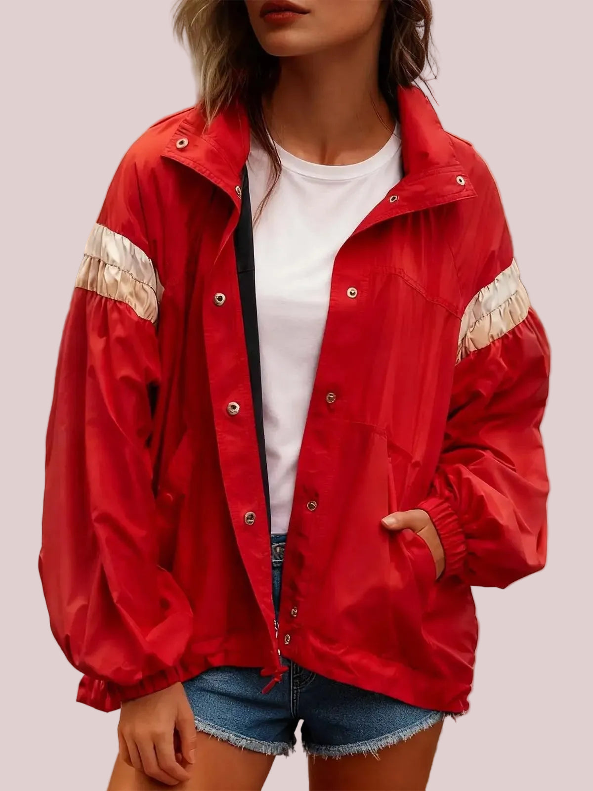 Women's Retro Color Block Windproof Casual Jacket
