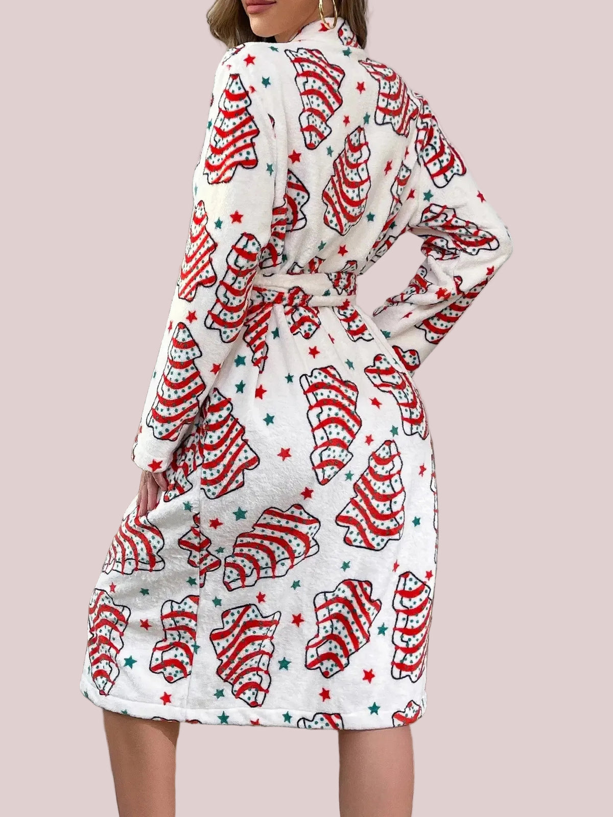 Women's Festive Christmas Print Plush Robe
