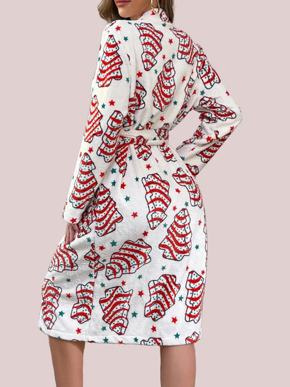 Women's Festive Christmas Print Plush Robe
