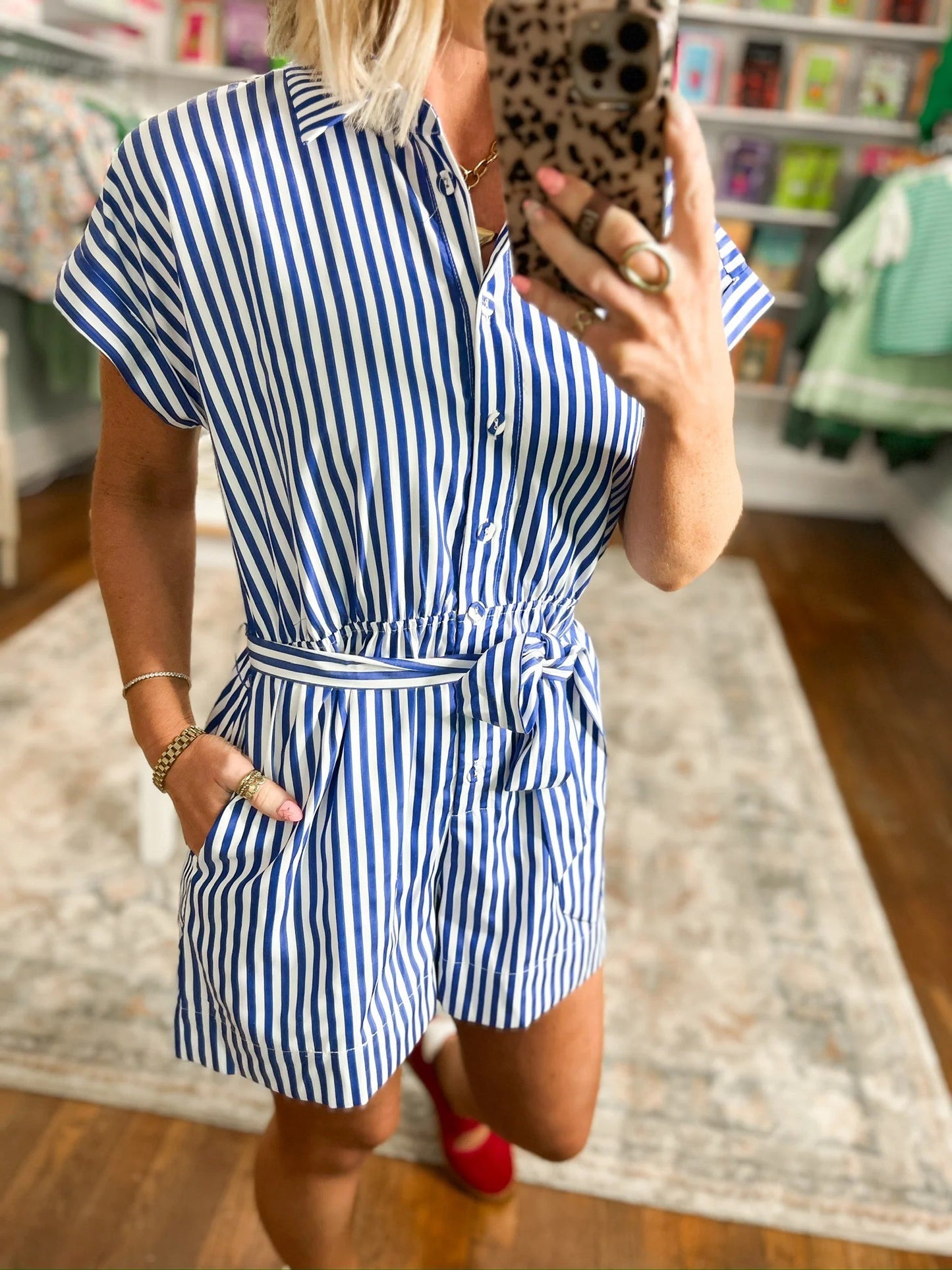 Women's Summer Striped One-Piece Shorts Set