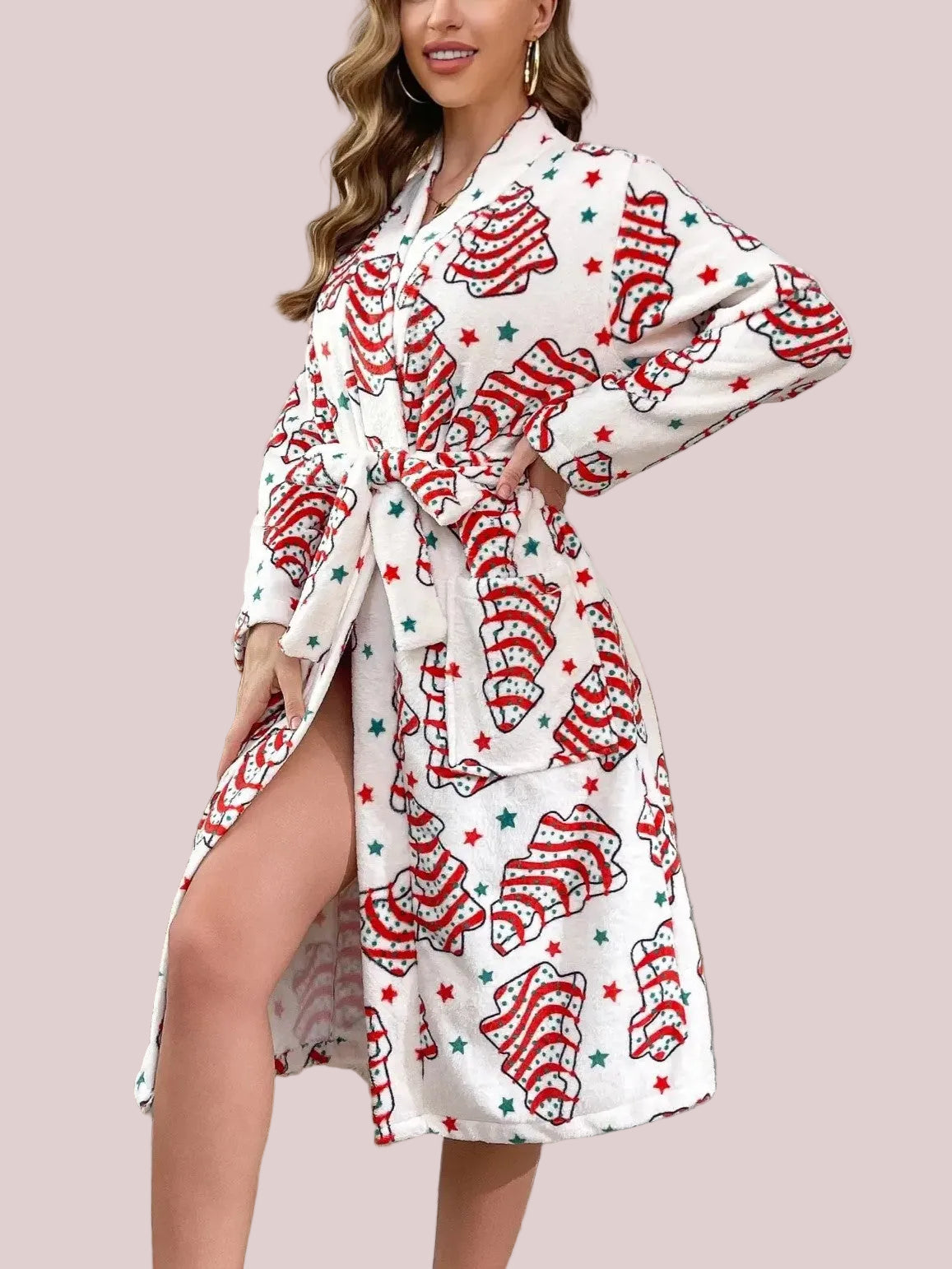 Women's Festive Christmas Print Plush Robe