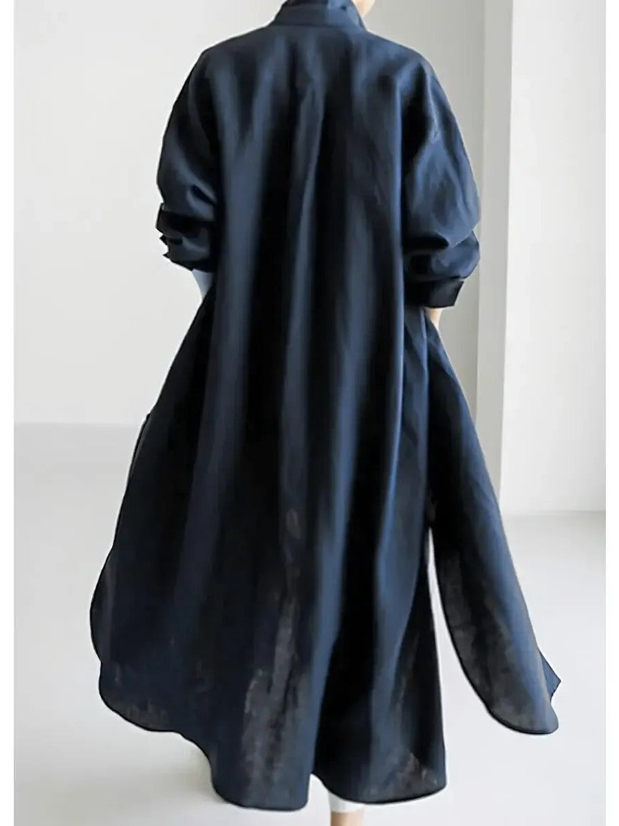 Women's Loose‑Fit Side Slit Maxi Shirt Dress
