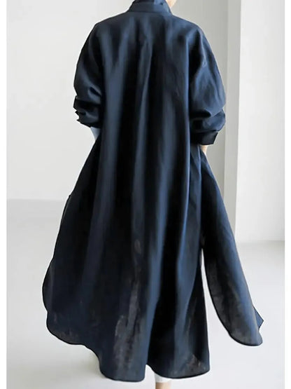 Women's Loose‑Fit Side Slit Maxi Shirt Dress