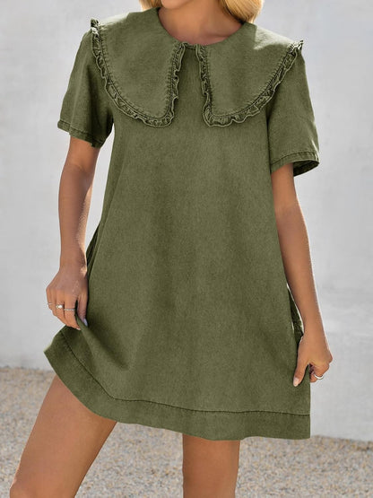 Women's Soft Denim Baby Collar Summer Dress
