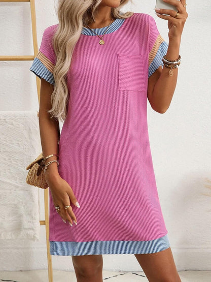 Women's Colorblock Ribbed Pocket Dress