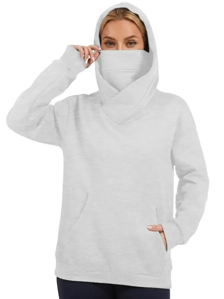 Women's Cowl Neck Hoodie with Kangaroo Pocket