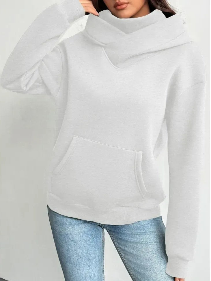 Women's Cowl Neck Hoodie with Kangaroo Pocket