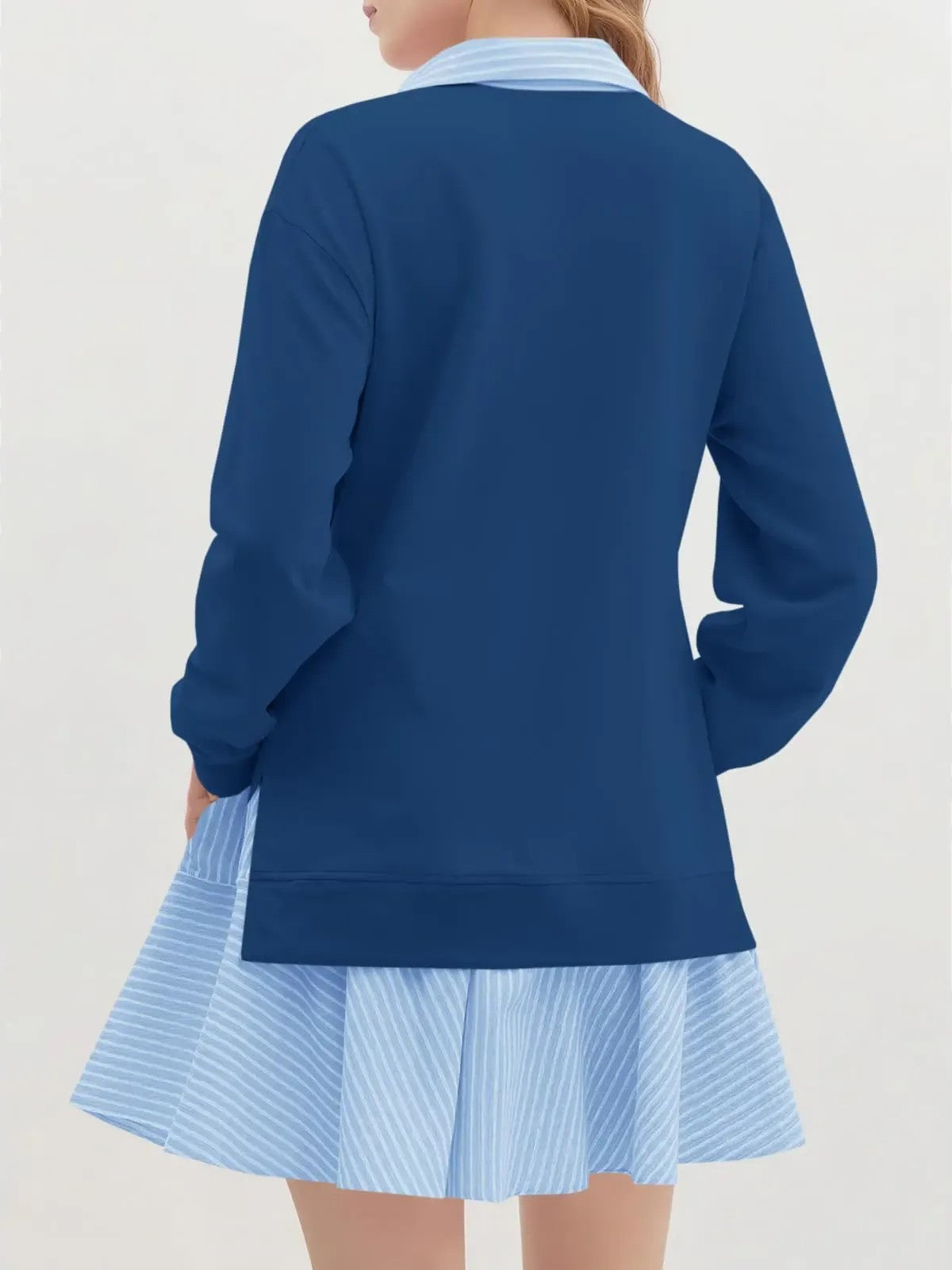 Women's Fake Two‑Piece Collared Mini Dress