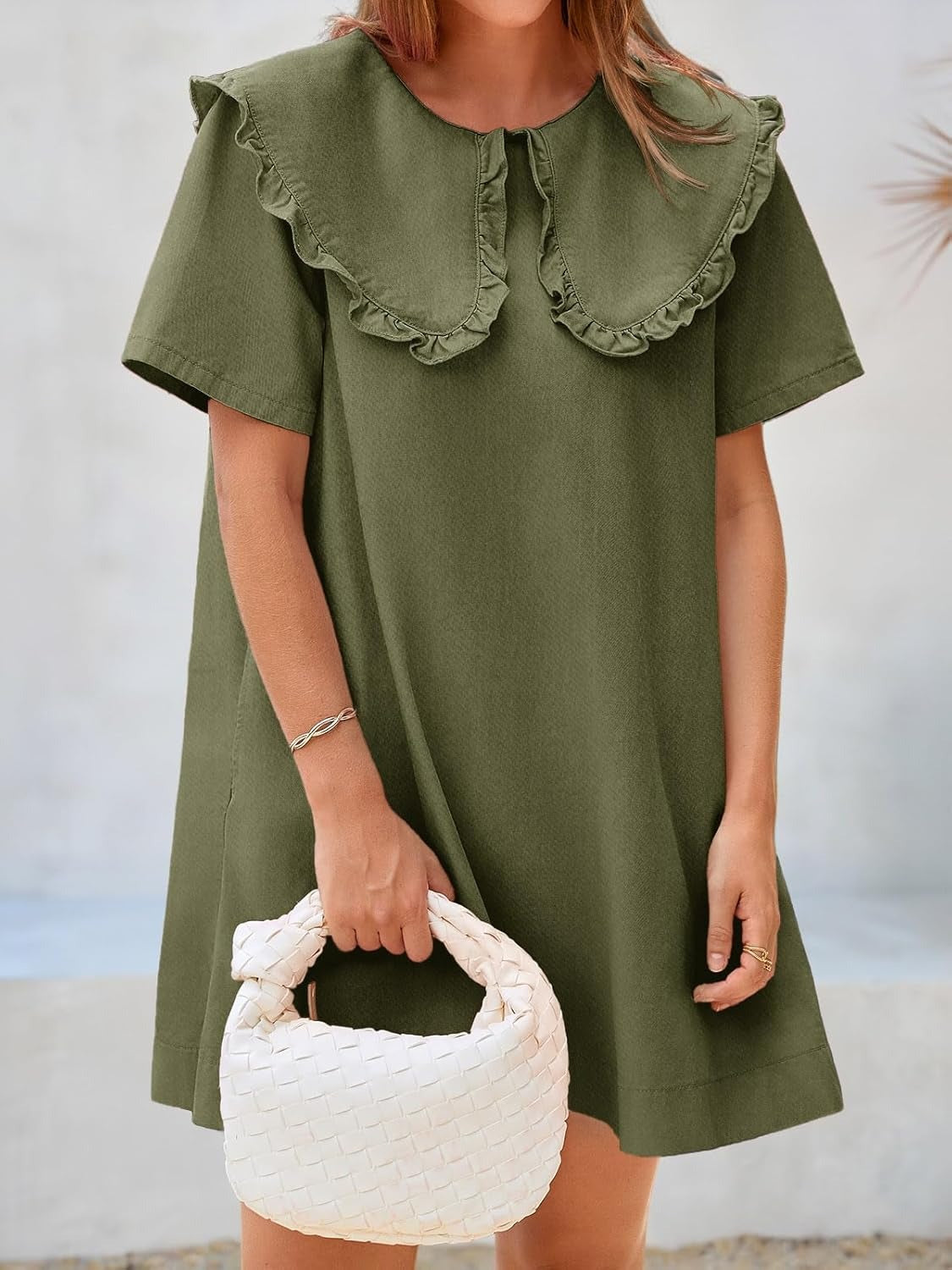 Women's Soft Denim Baby Collar Summer Dress