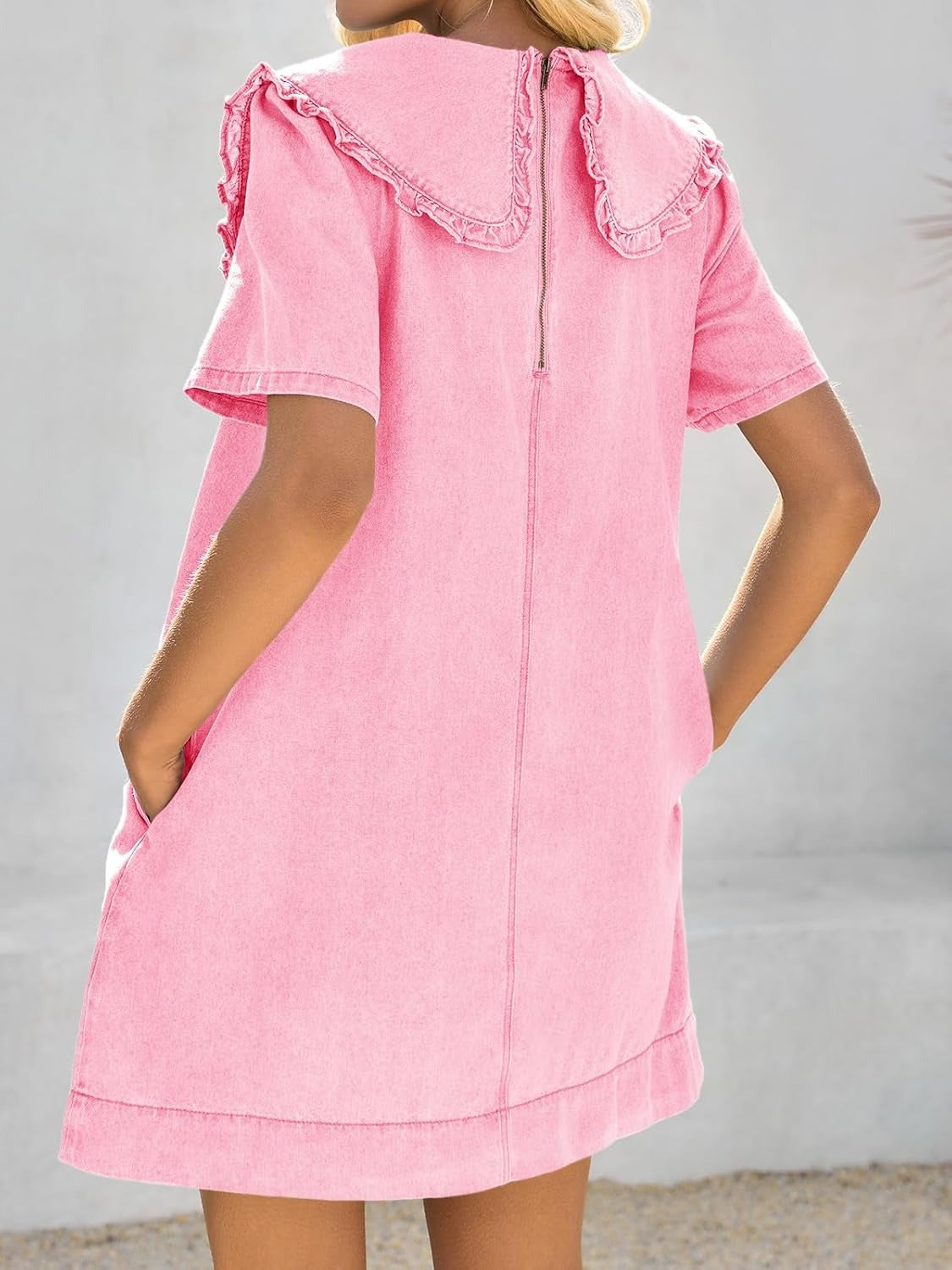 Women's Soft Denim Baby Collar Summer Dress