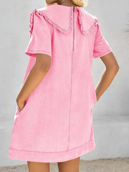 Women's Soft Denim Baby Collar Summer Dress