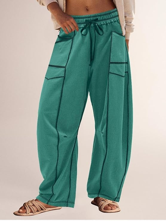 Women's Waist Tie Drawstring Wide Leg Casual Trousers