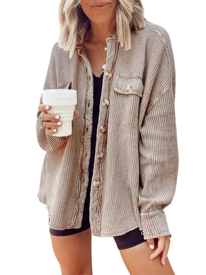 Women's Loose Fit Waffle Shacket