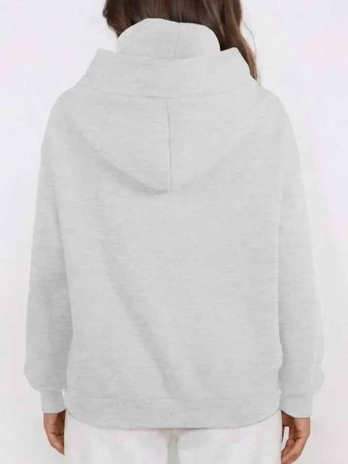 Women's Cowl Neck Hoodie with Kangaroo Pocket