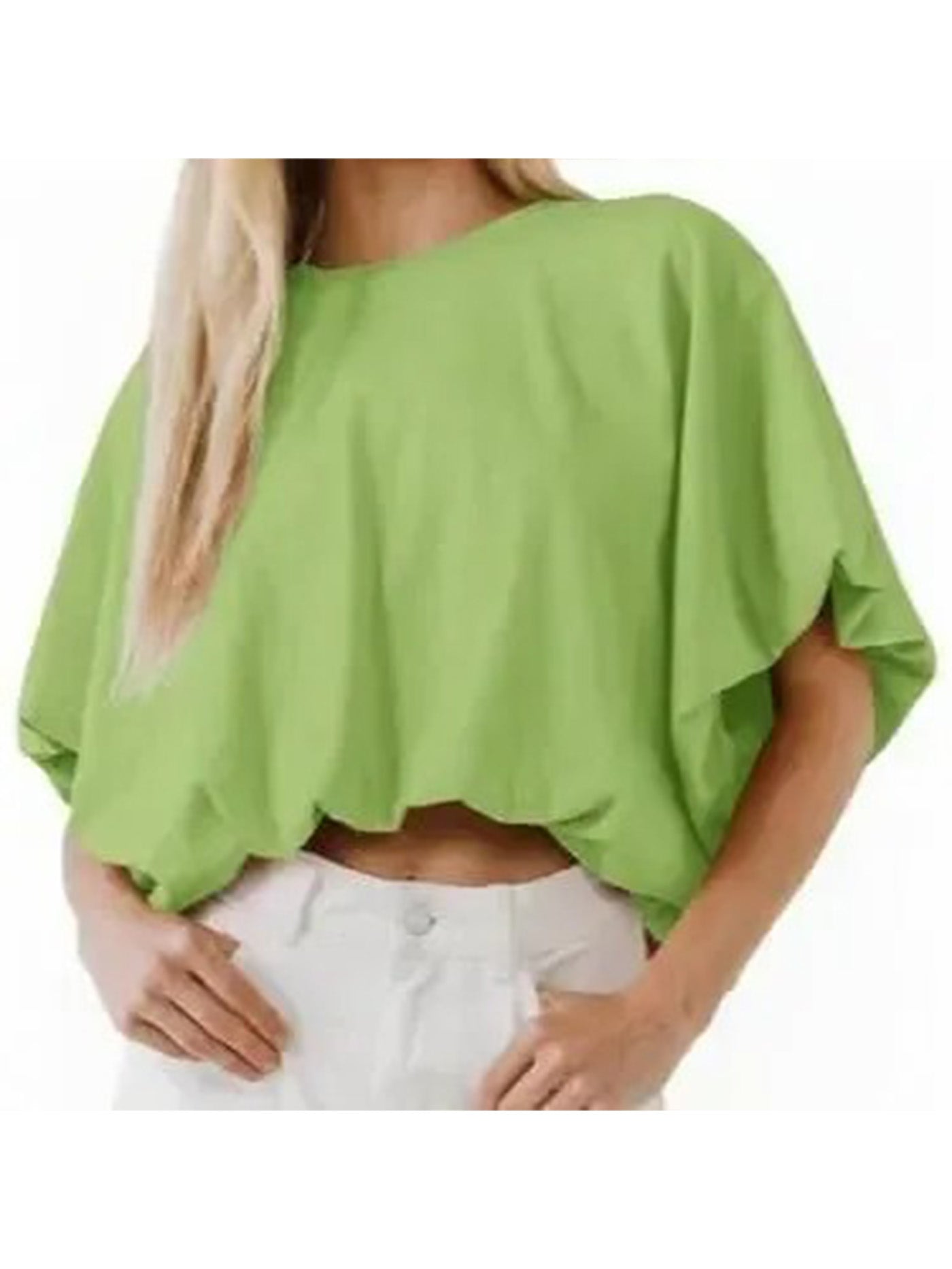 Women's Baggy Flowy Batwing Crop Blouse