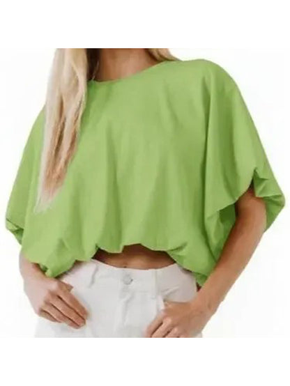 Women's Baggy Flowy Batwing Crop Blouse