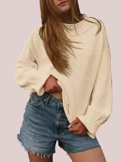 Women's Funnel Neck Slouchy Knit Top