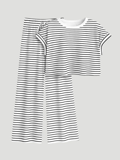 Women's Casual Striped Two Piece Co Ord Set