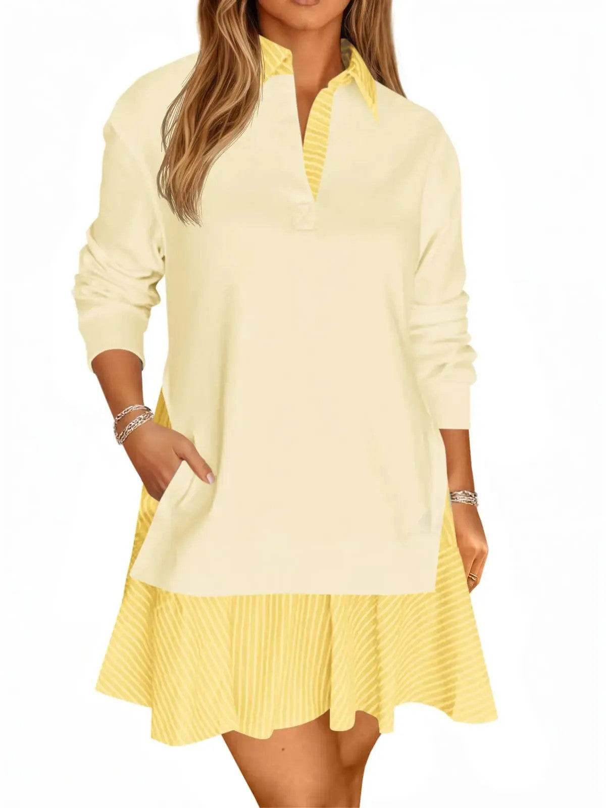 Women's Fake Two‑Piece Collared Mini Dress