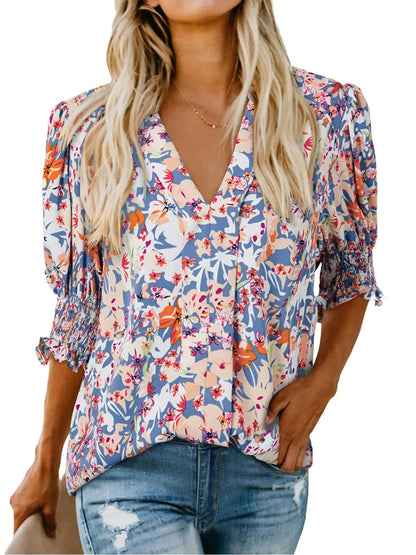 Women's Split Front V Neck Casual Shirt
