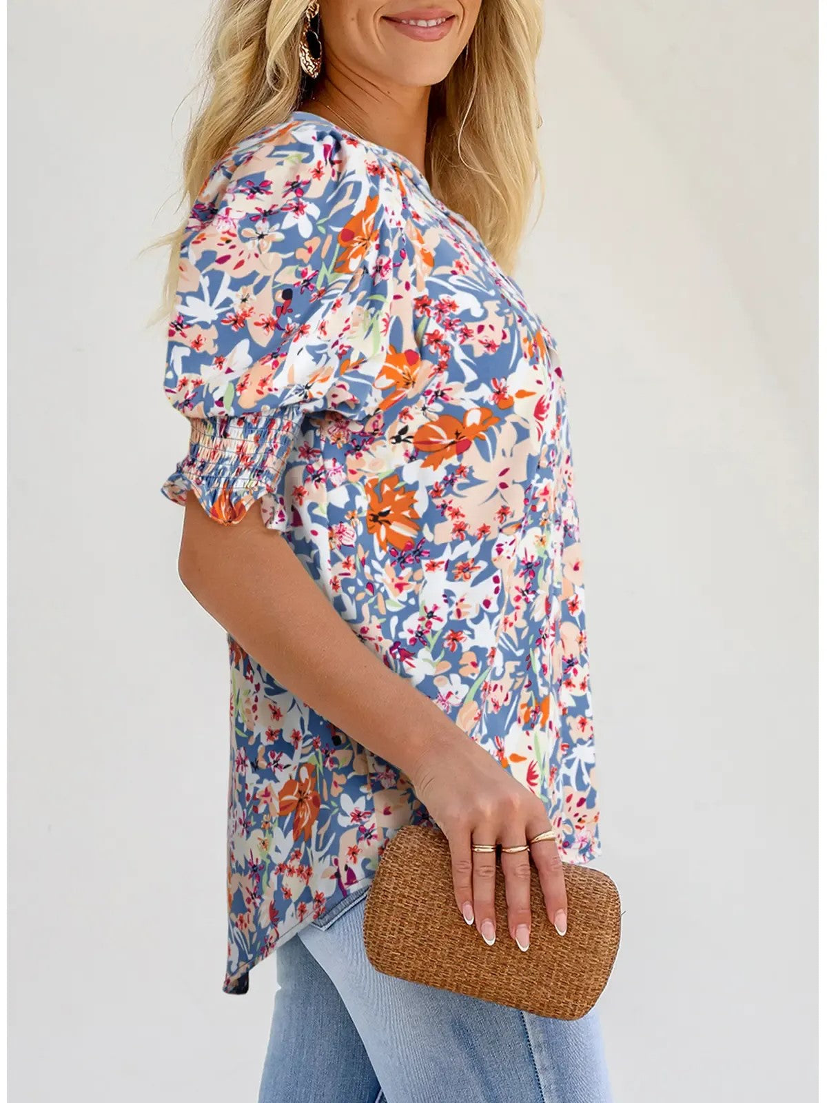 Women's Split Front V Neck Casual Shirt