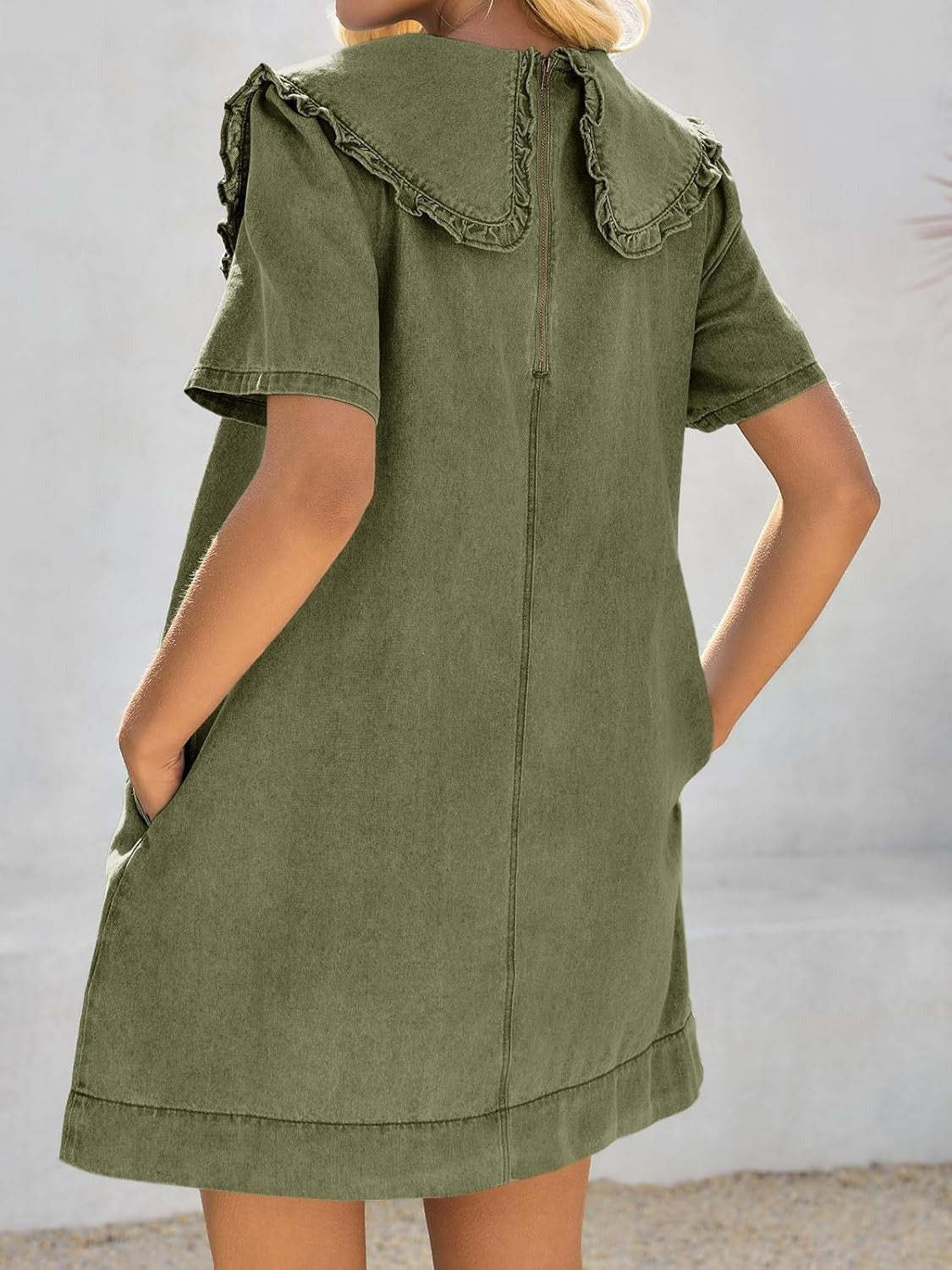 Women's Soft Denim Baby Collar Summer Dress