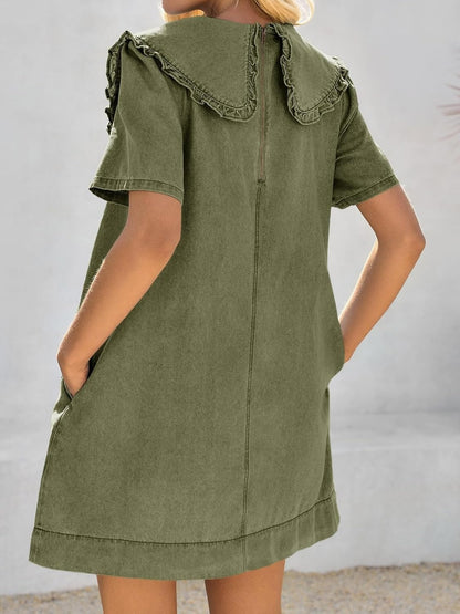 Women's Soft Denim Baby Collar Summer Dress