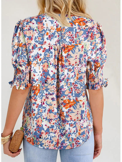 Women's Split Front V Neck Casual Shirt