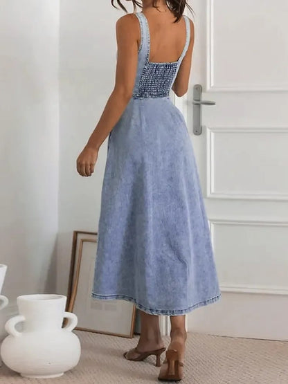 Women's Sweetheart Denim Midi Dress
