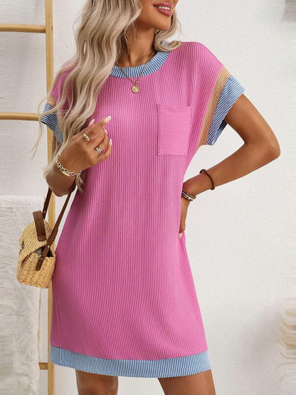 Women's Colorblock Ribbed Pocket Dress