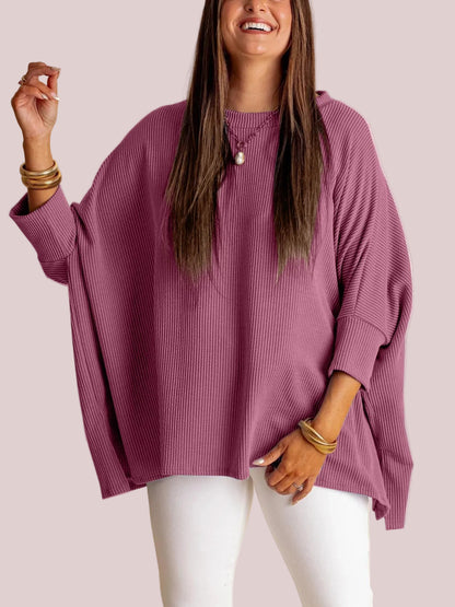 Women's Soft Ribbed 3/4 Sleeve Oversized Top