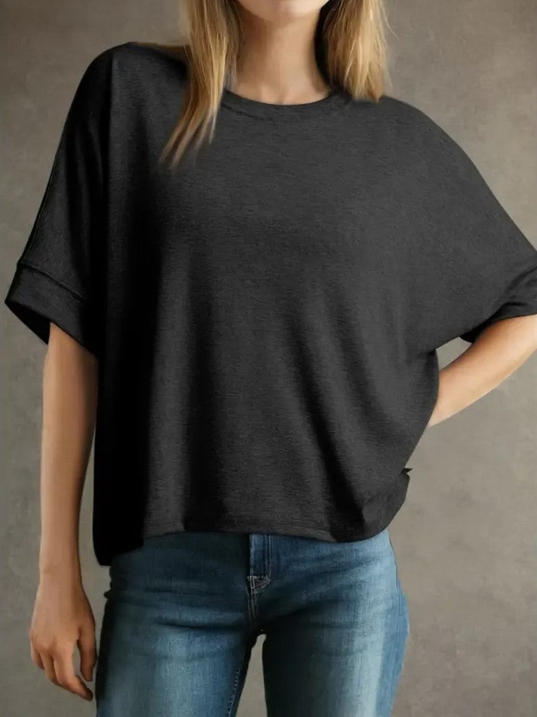 Women's Basic Solid Loose Casual Short Sleeve T-Shirt