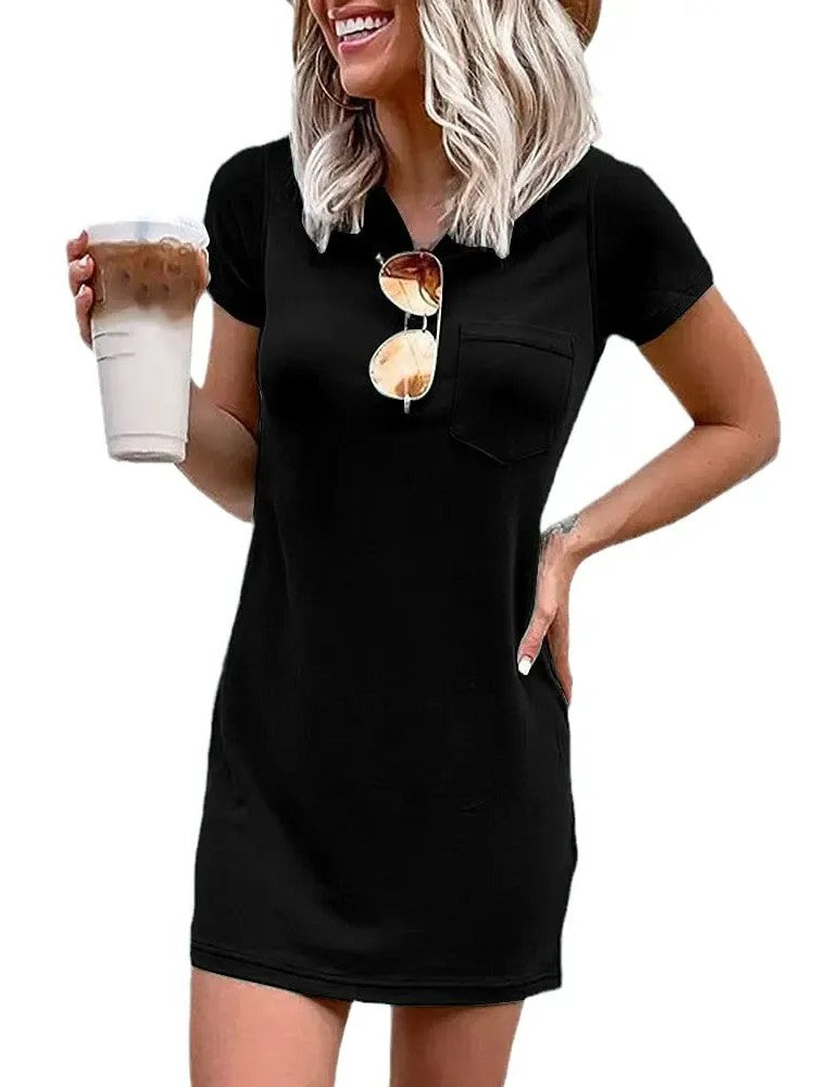 Women's Basic T-Shirt Dress with Pocket