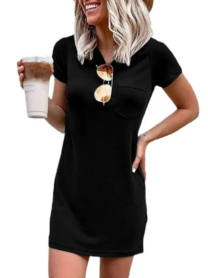 Women's Basic T-Shirt Dress with Pocket