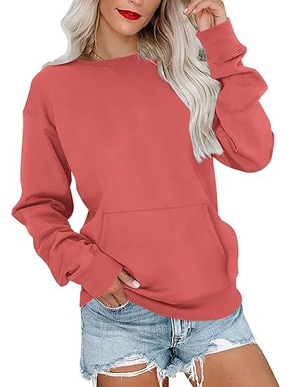 Women's Drop Shoulder Kangaroo Pocket Casual Sweatshirt