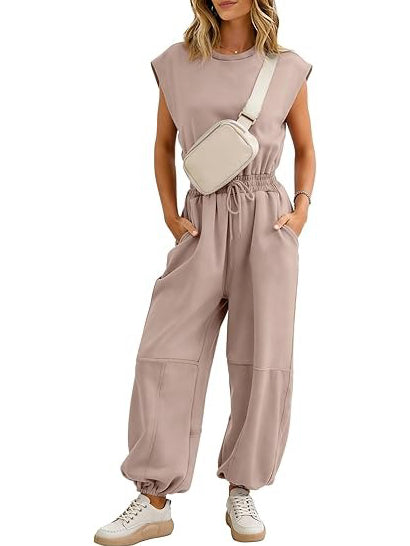 Women's Loose Fit Elastic Waist Jogger Jumpsuit
