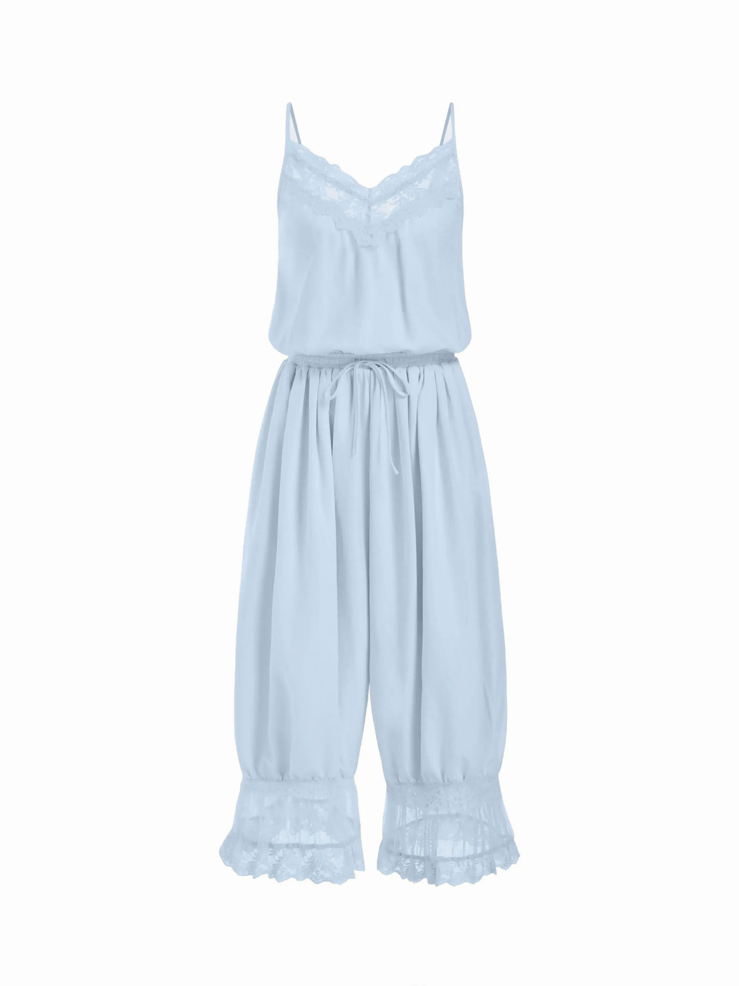Women's Lace Trim Cami Capri Jumpsuit