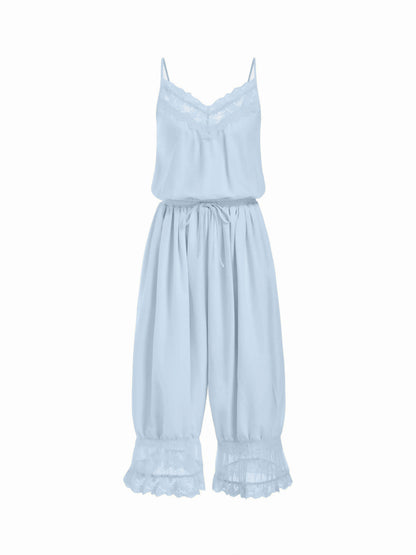 Women's Lace Trim Cami Capri Jumpsuit