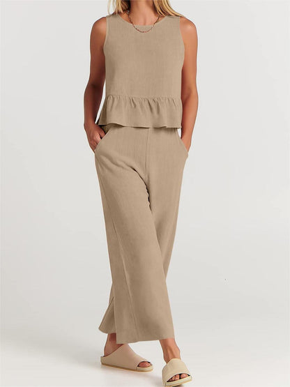Women's Summer 2 Pieces Outfits - Lounge Set with Pockets