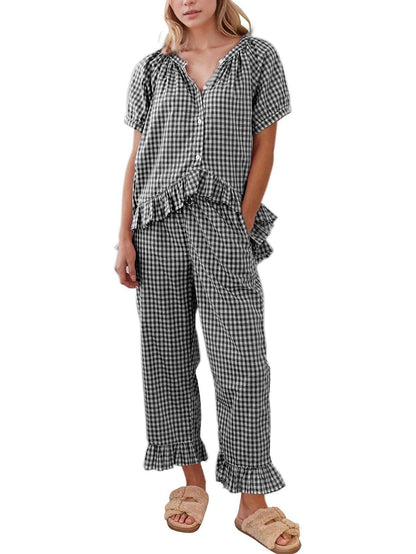 Women's  2 Piece Gingham Pajama Set