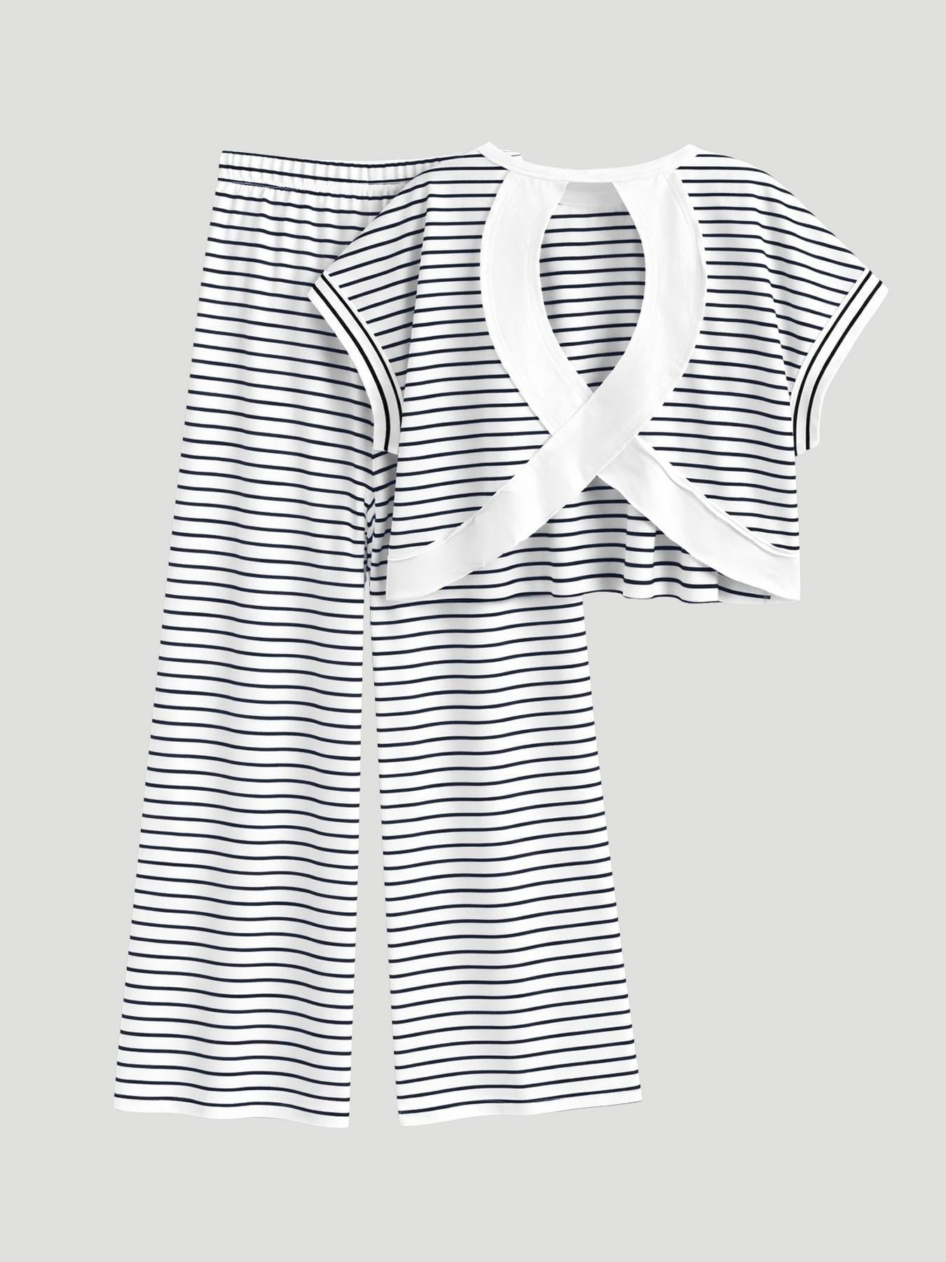Women's Casual Striped Two Piece Co Ord Set